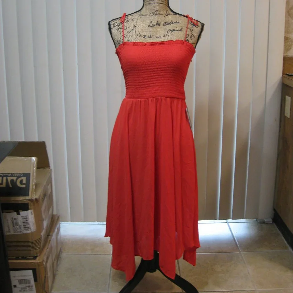 NWT Express red handkerchief hem dress XS extra small